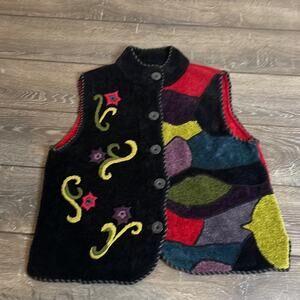 Vintage Lisa Nichols Art to Wear Funky Knit Sweater Vest Women's Size Large